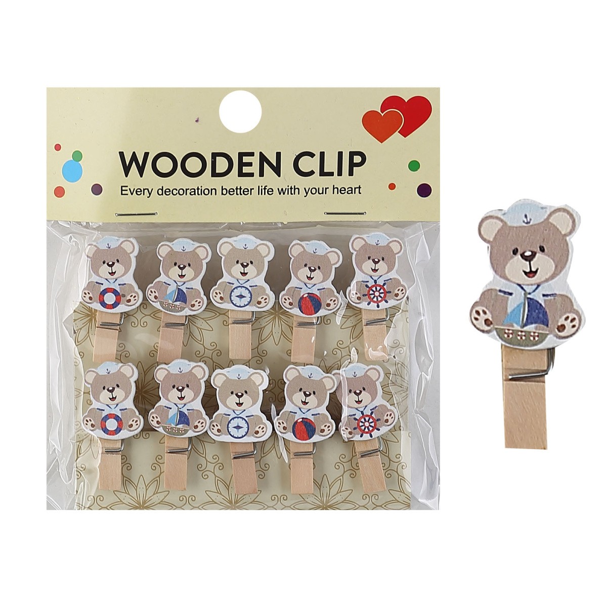 Прищепки декор дер BEARS 10шт М-6943 MAZARI