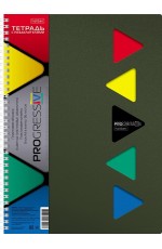 Тетрадь А4 96л кл 4 разд с лин+карман пластобл спирЗеленая 03407 Хатбер