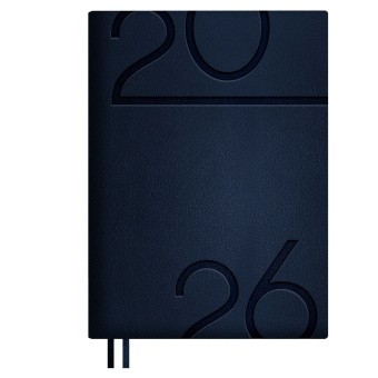 Ежедневник дат 2026г А5 цвсрез исккожа синий Кассандра 70213 Феникс