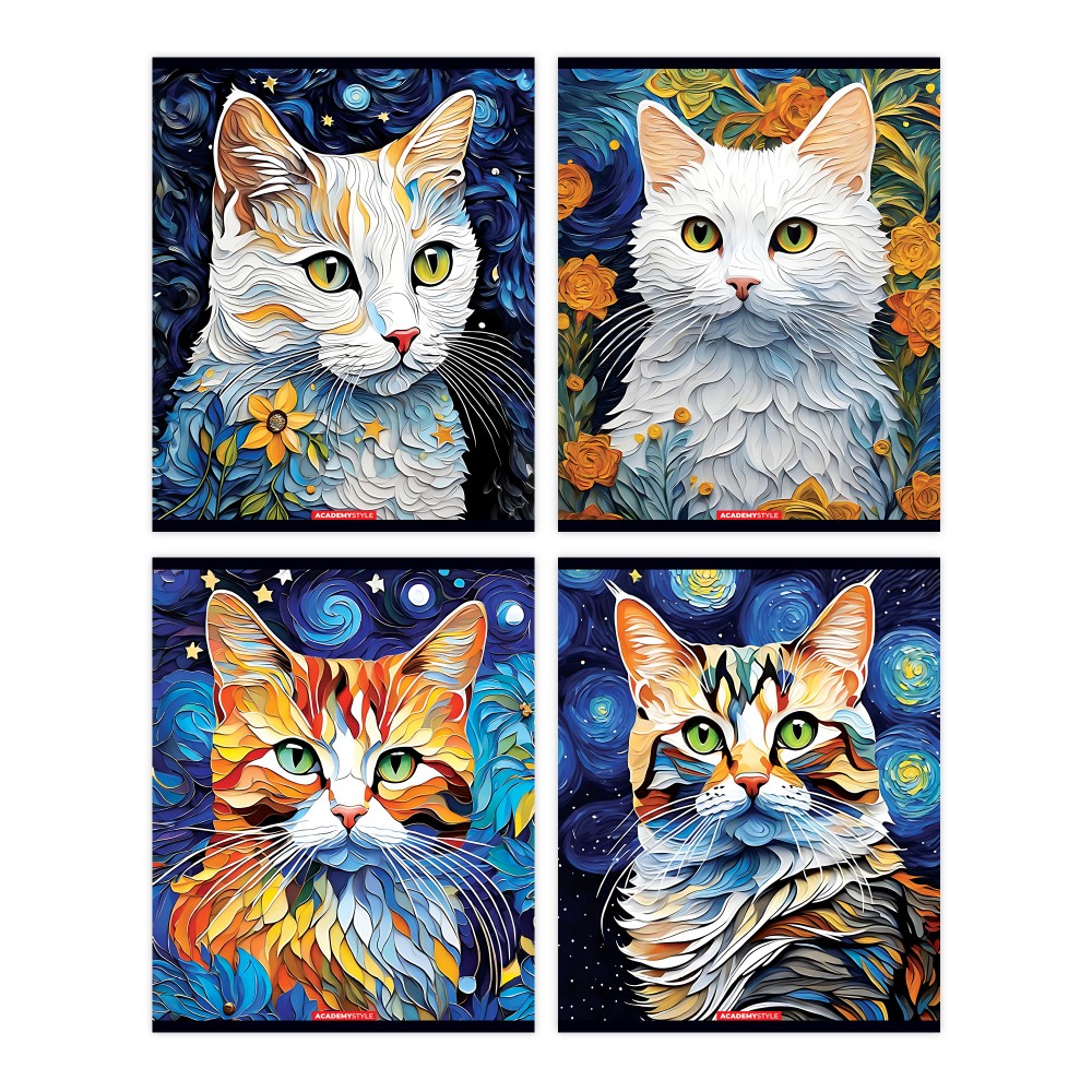 Тетрадь 48л кл пластобл Коты Ван Гога 15066/5 Полиграф Принт