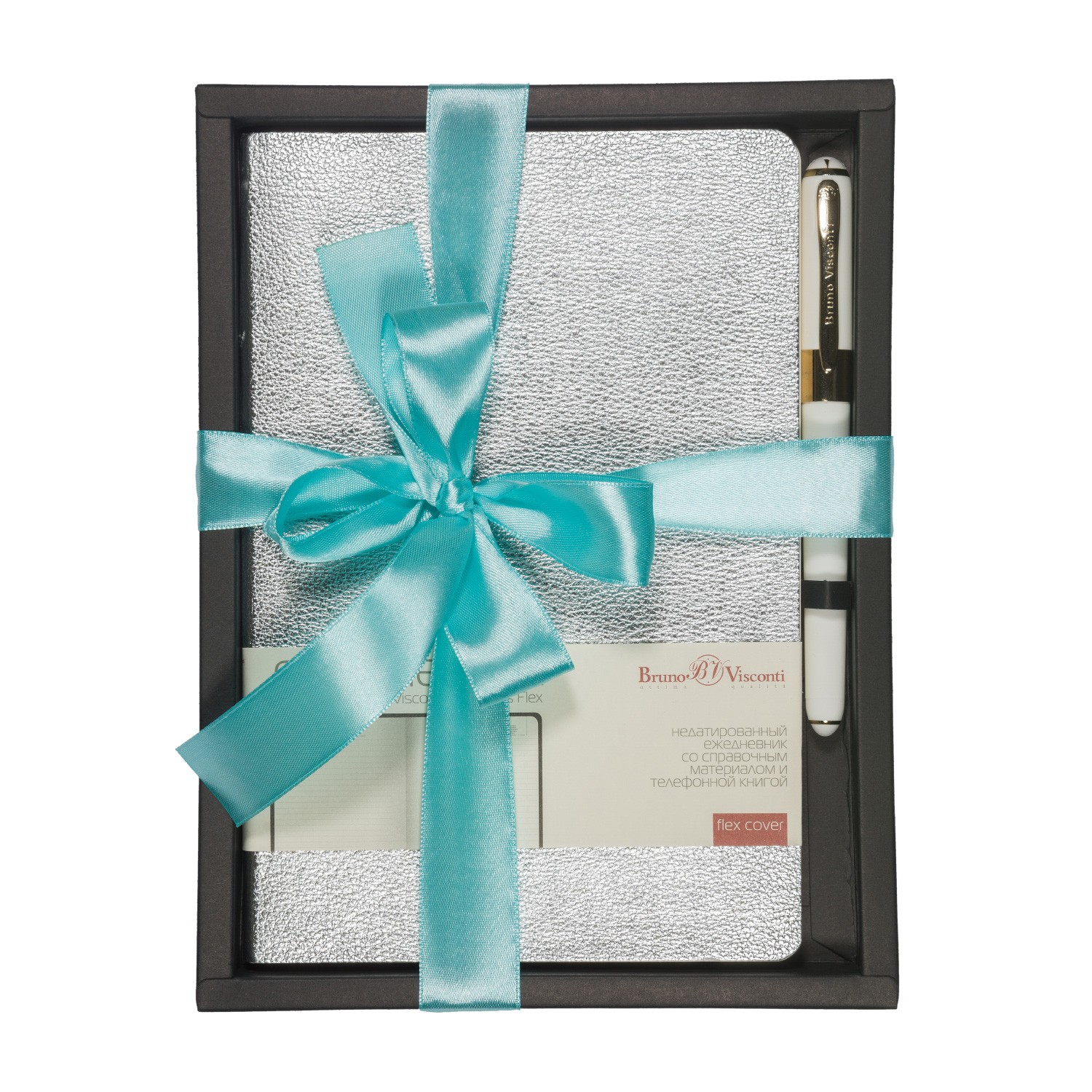 Набор подар Ежедневник А5 исккожа серебр+ручка Megapolis 3-531/51-2 Bruno Vi