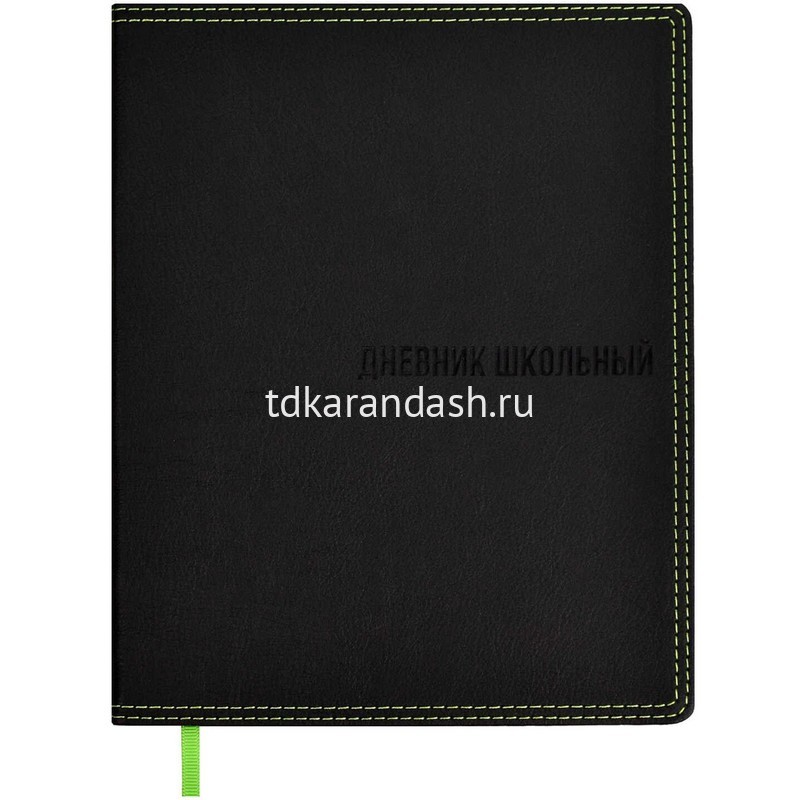 Дневник 1-11кл интегробл исккожа чёрн с салатстрочкой 67682 Феникс