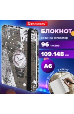 Записная книжка А6 96л кл воблрез Часы 113737 Brauberg