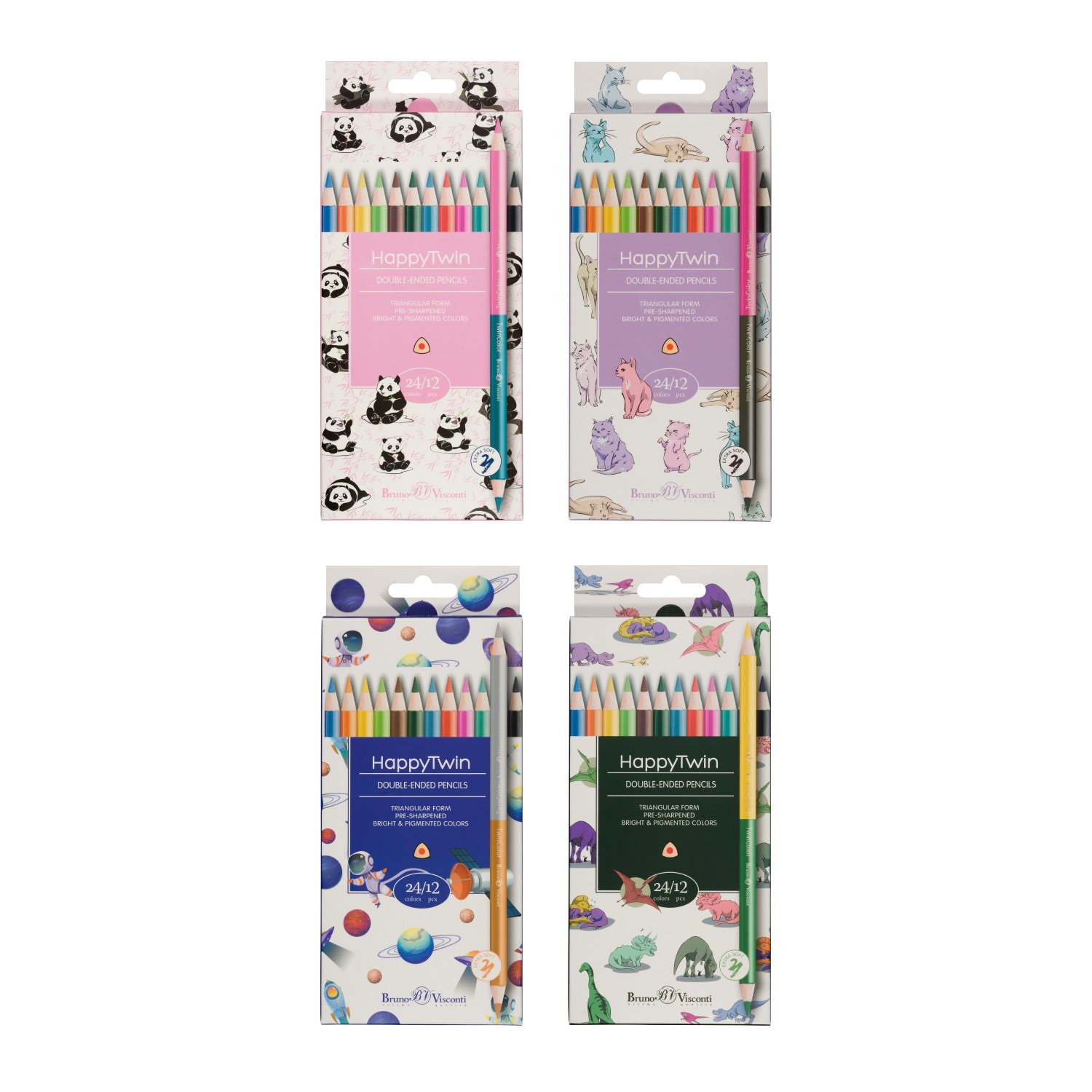 Набор карандашей 24цв 12шт Twincolor Happy 30-0080 Bruno Visconti