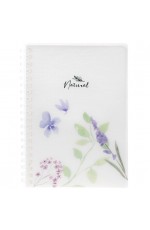 Записная книжка А6 80л кл спирпластобл Natural blue flowers 33478 Хатбер